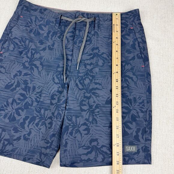 SAXX Shorts Mens 34 Land To Sand 2N1 Lined Ballpark Pouch Drawstring Blue Floral - Picture 11 of 12